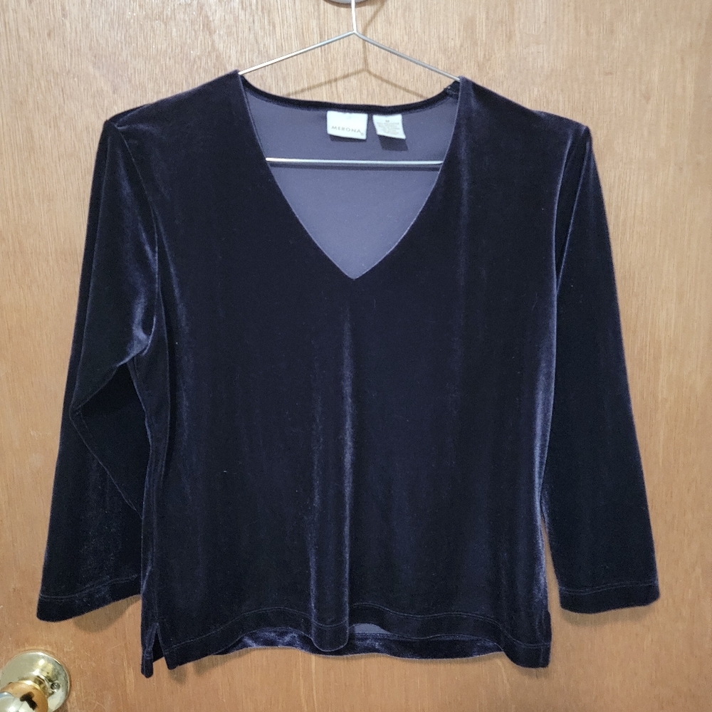 Merona Velvet V-Neck Dress Top size M